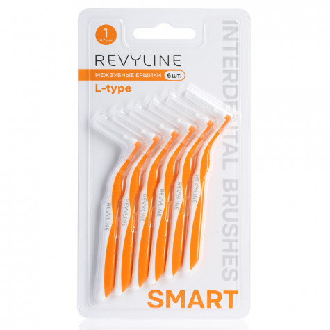 Ершики межзубные Revyline Smart L-type, размер 1 (0,45 мм) оранжевые, 6 шт.